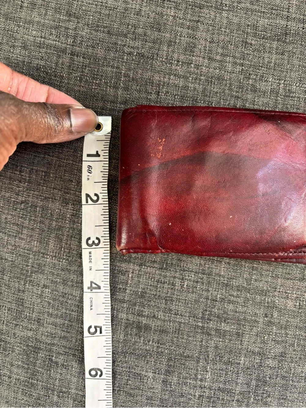 Vintage Men's Cowhide Leather Bifold Wallet - Red